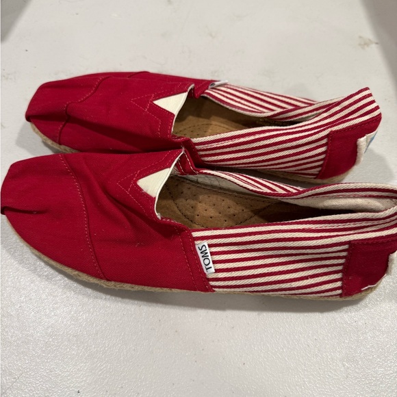 Toms Other - Toms Red and White Canvas Slip-Ons Mens Size 10